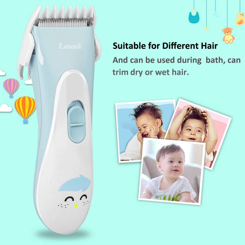 Eanceil Baby Hair Clippers, Ceramic Blade Electric Kids Hair Trimmer, Ultra-Quiet Cordless Rechargeable Waterproof Haircut Kit for Kids & Adult - Image 2