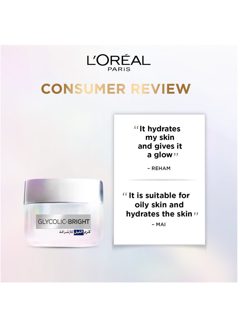 L'OREAL PARIS - Glycolic Bright Glowing Night Cream - 50ML - Image 1