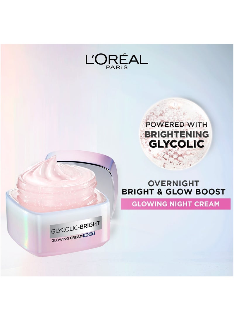 L'OREAL PARIS - Glycolic Bright Glowing Night Cream - 50ML - Image 1