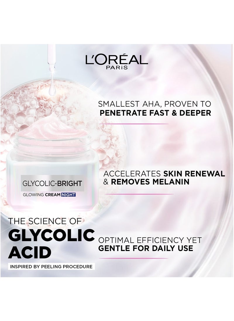 L'OREAL PARIS - Glycolic Bright Glowing Night Cream - 50ML - Image 1