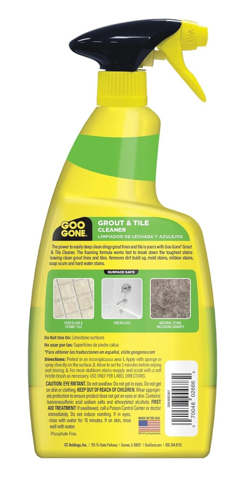 Goo Gone Grout & Tile Cleaner Spray 820ml Foaming Cleaner for Ceramic Porcelain Stone Tiles | Removes Dirt Stains Grease from Grout Lines | Surface Safe Citrus Cleaning Formula - Image 2