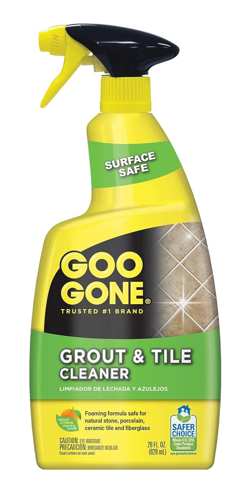 Goo Gone Grout & Tile Cleaner Spray 820ml Foaming Cleaner for Ceramic Porcelain Stone Tiles | Removes Dirt Stains Grease from Grout Lines | Surface Safe Citrus Cleaning Formula - Image 1
