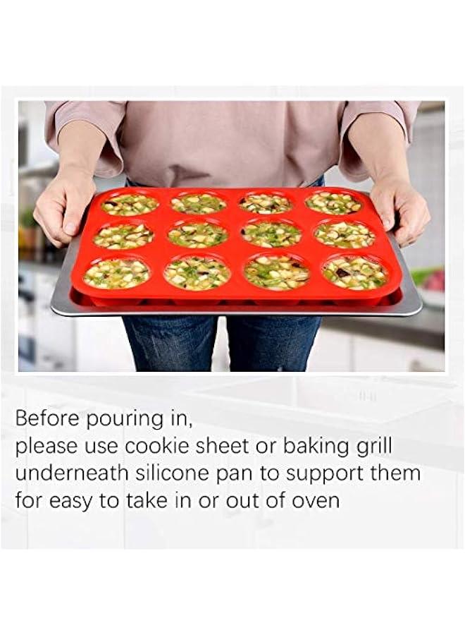 CAKETIME 12 Cups Silicone Muffin Pan - Nonstick Cupcake Pan 1 Pack Regular Size Silicone Mold for Baking - Image 2