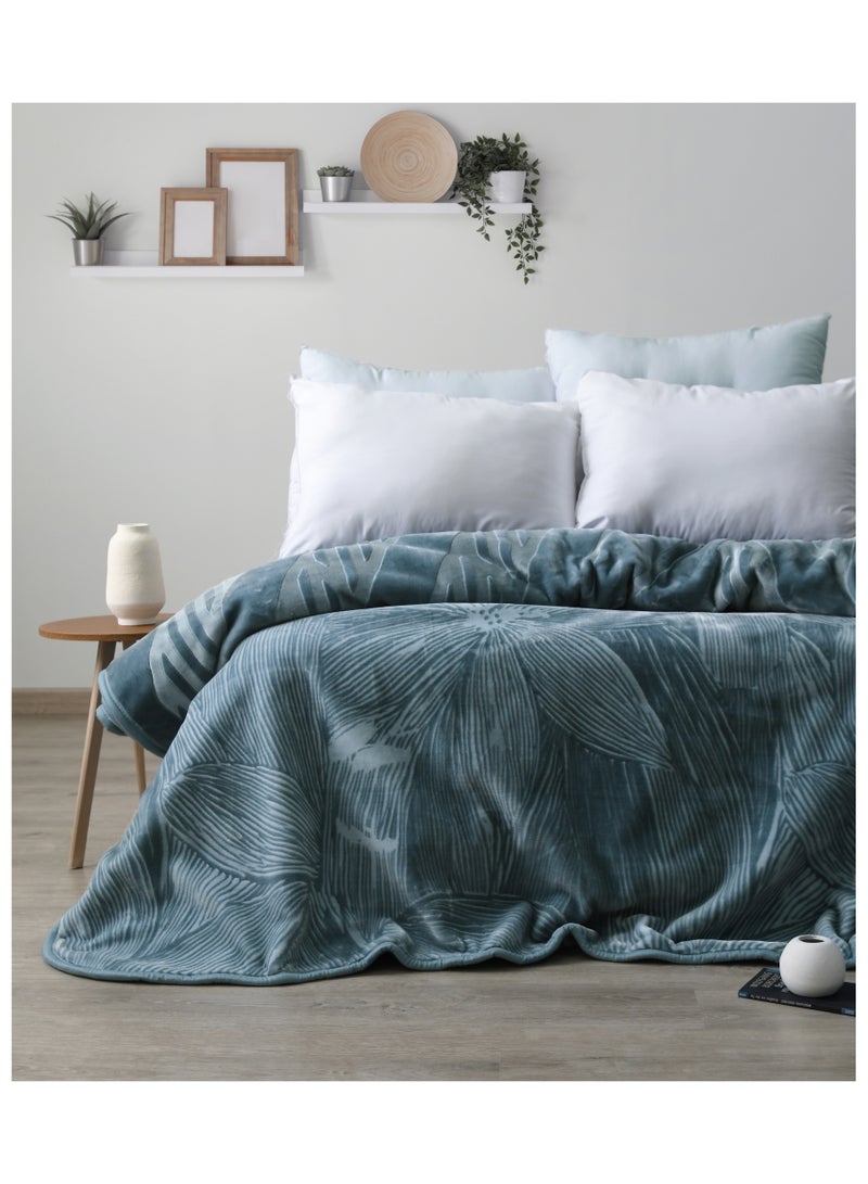 Morano Cloudy Blanket 220 x 240 cm Reversible 2 Ply Polyester Luxury, With Intricate Printed Front And Embossed Backside, Weighted Soft Warm Blanket For Home And Comfort - Image 1