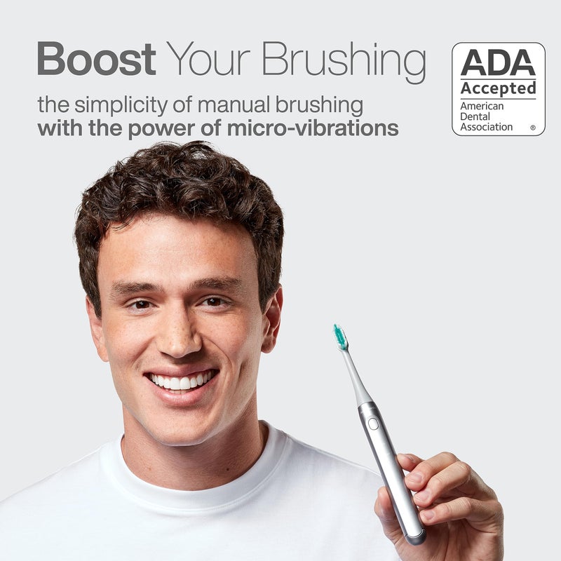 Aquasonic Icon ADA-Accepted Rechargeable Toothbrush | Magnetic Holder & Slim Travel Case | 2 Brushing Modes & Smart Timers | Gentle Micro-Vibrations (Stone) - Image 2