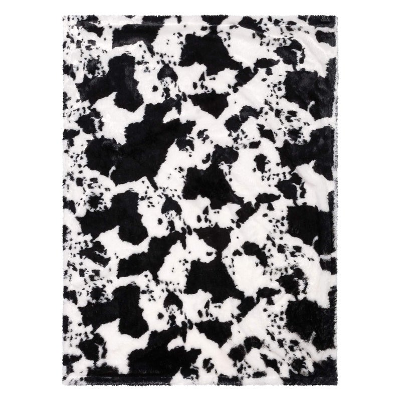 Trend Lab Cow Print Plush Baby Blanket-Cow Print Plush, White Back, Black, White, 30 in x 40 in - Image 3