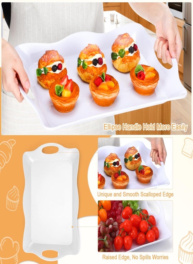 Tiangrid 6 Pcs Large Melamine Serving Tray with Handles 17 x 12 Inch Rectangular Wave Melamine Serving Platters for Food, Eating, Turkey, Snack, Fruit, Desserts, Party, Dishwasher Safe - Image 3