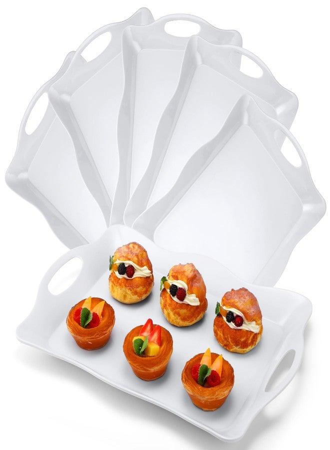 Tiangrid 6 Pcs Large Melamine Serving Tray with Handles 17 x 12 Inch Rectangular Wave Melamine Serving Platters for Food, Eating, Turkey, Snack, Fruit, Desserts, Party, Dishwasher Safe - Image 1