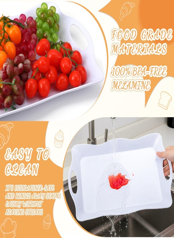 Tiangrid 6 Pcs Large Melamine Serving Tray with Handles 17 x 12 Inch Rectangular Wave Melamine Serving Platters for Food, Eating, Turkey, Snack, Fruit, Desserts, Party, Dishwasher Safe - Image 4