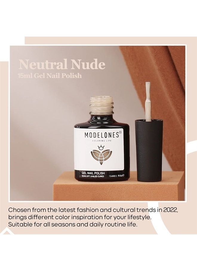 modelones - Gel Nail Polish, 15ML Neutral Nude Gel Polish Color Soak Off LED Skin Tone Tan Color Nail Gel Polish Natural Nail Polish Long Wear Nail Art Manicure at Home Gift, 0.5 Fl Ounce - Image 1