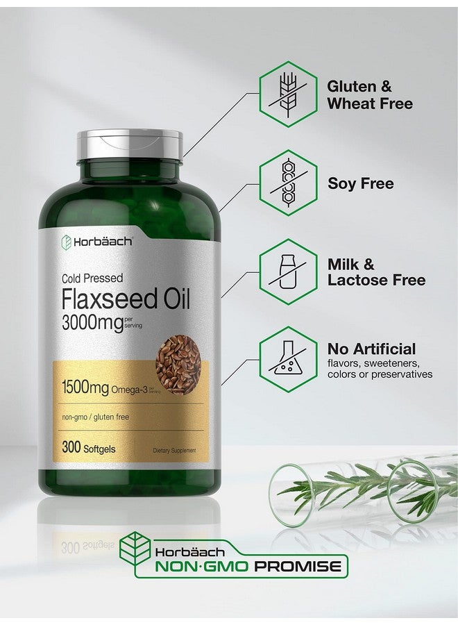 Horbäach Flax Seed Oil Softgels 3000mg | 300 Capsules | Cold Pressed | with Omega 3 6 9 | Alpha-Linolenic, Linoleic, and Oleic Acid | High Potency | Non-GMO & Gluten Free Supplement - Image 3