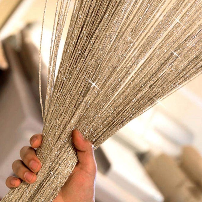 STRING CURTAINS FOR DOOR 79X40INCH SPARKLE HANGING CURTAIN FOR DOORWAYS DOOR WALL CLOSET AND WINDOW DECORATION CHAMPAGNE
