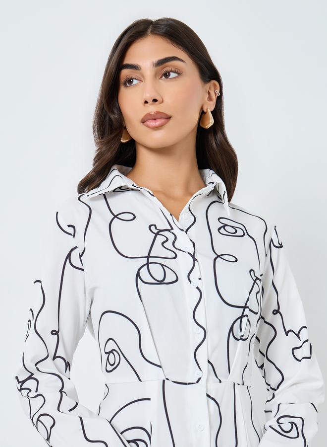 Take Two White Abstract Print Maxi Dress - Image 4