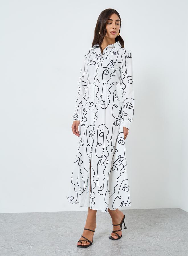 Take Two White Abstract Print Maxi Dress - Image 1