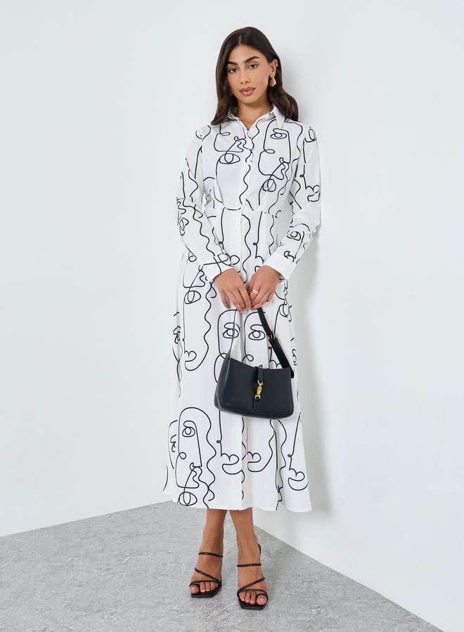 Take Two White Abstract Print Maxi Dress - Image 3