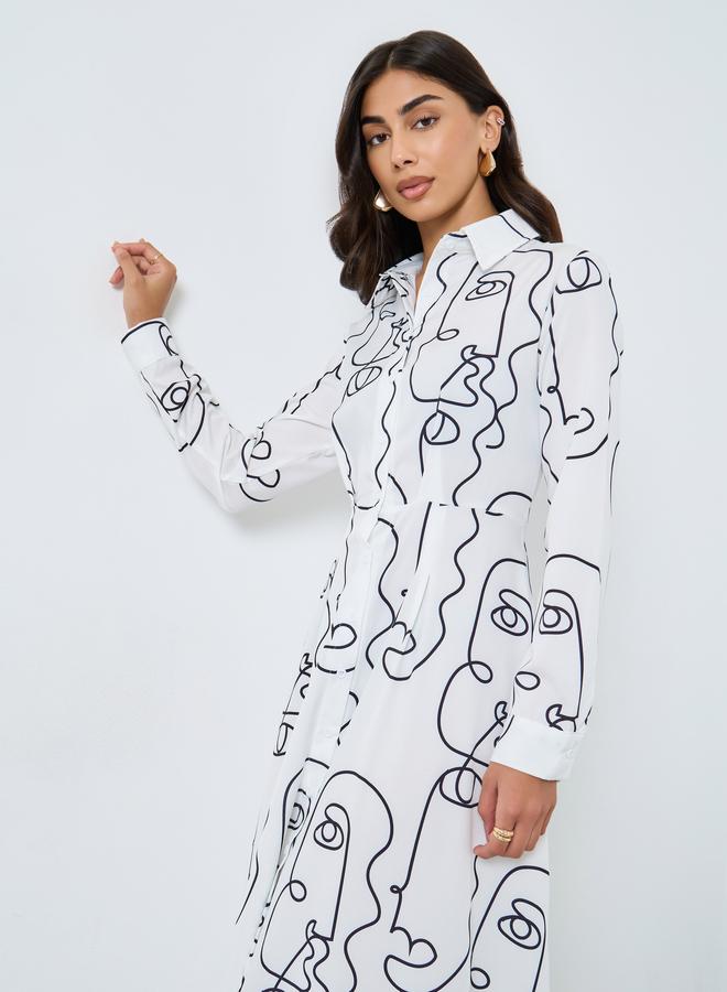 Take Two White Abstract Print Maxi Dress - Image 2