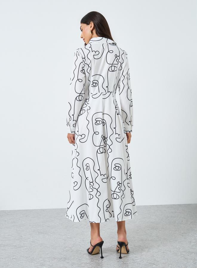 Take Two White Abstract Print Maxi Dress - Image 5