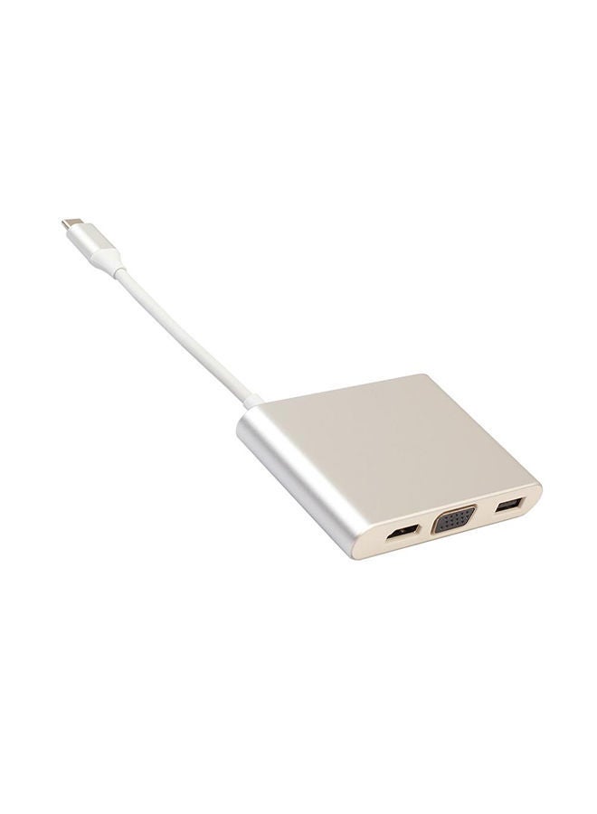 NIBEMINENT Type C USB 3.1 To VGA/4K HDMI/RJ45 Gigabit Ethernet/Type-C Converter Cable White