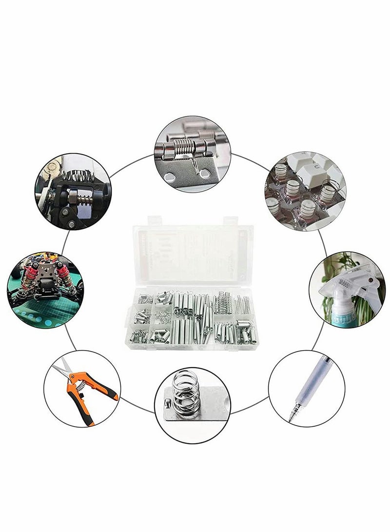Excefore 200 Pieces Zinc Plated Spring Assortment Kit, Compression Spring Tension Spring Transparent PP Plastic Box  - Image 4