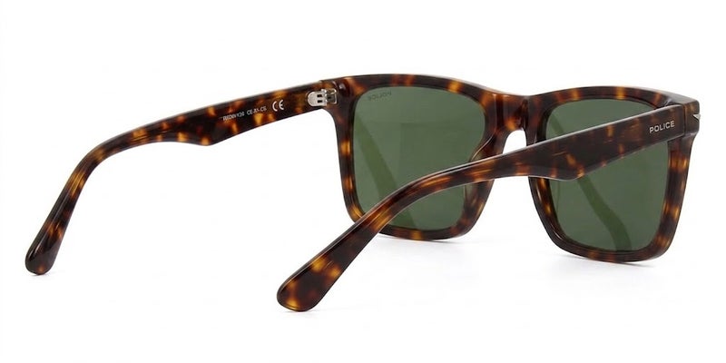 Police SPLN35 714P 53 Men's Square Sunglasses - Havana Frame with Green Lenses - Image 3
