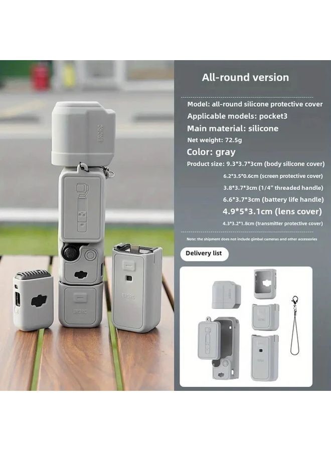الغطاء الواقي السيليكوني الأسود العالمي لجهاز DJI Osmo Pocket 3 مع سير عنق - Image 5