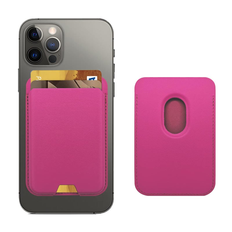 iLodn Magnetic Wallet Compatible with MagSafe for iPhone 17 16 15 14 13 12 Pro Max Air Plus Model, Mag 3 Safe Card Holder Stick on Accessories for Cell Phone & Case, Hot Pink - Image 1