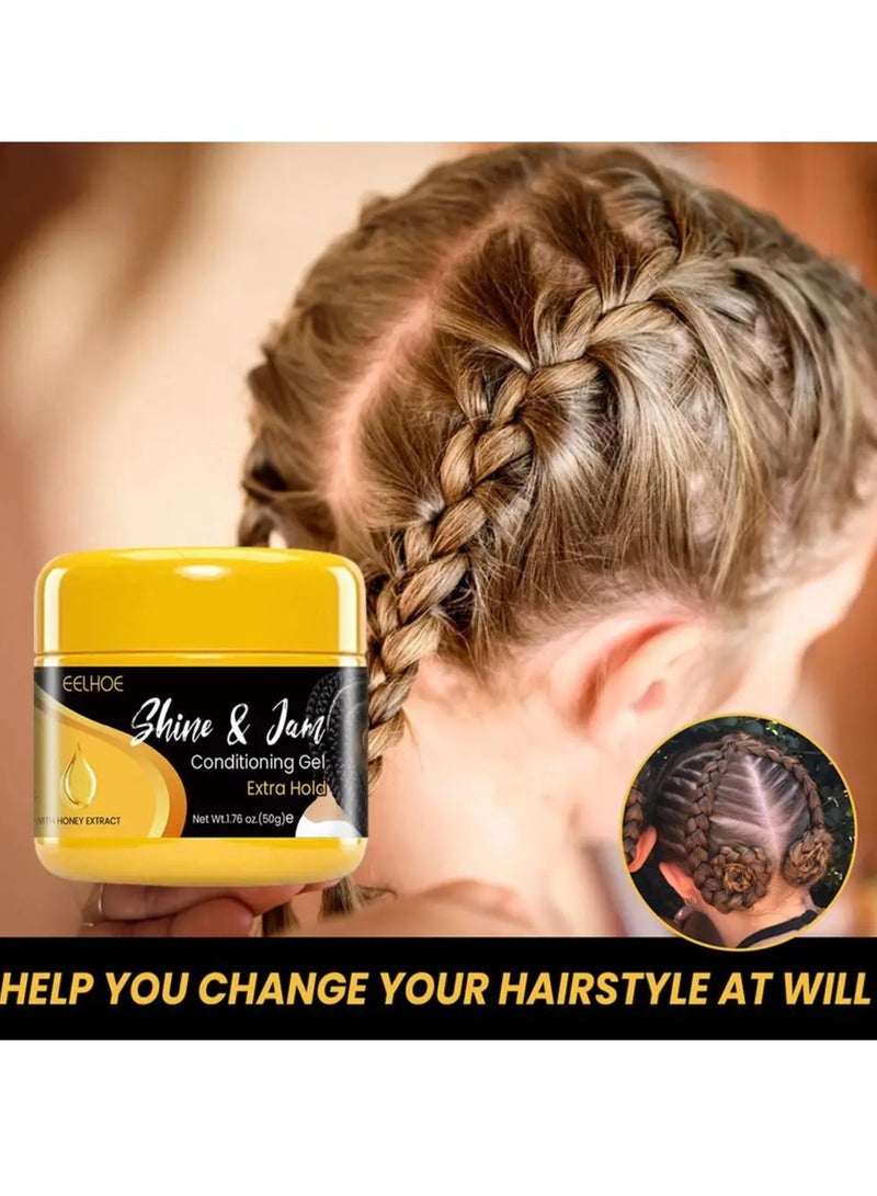 EELHOE جل ترطيب الشعر من شاين آند جام، جل ضفائر الشعر طويل الأمد ومضاد لتساقط الشعر، كريم تصفيف الشعر سريع الجفاف وغير لاصق، شمع تصفيف الشعر آمن ولطيف لتصفيف الشعر وتحديده - Image 4