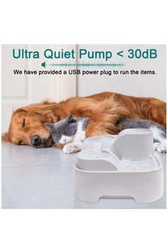 Arabest Cat Water Fountain, Ultra Silent Cat Fountain 2.8L/94oz, with LED Light, Activated Carbon Filter  - Image 4