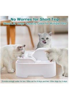 Arabest Cat Water Fountain, Ultra Silent Cat Fountain 2.8L/94oz, with LED Light, Activated Carbon Filter  - Image 2