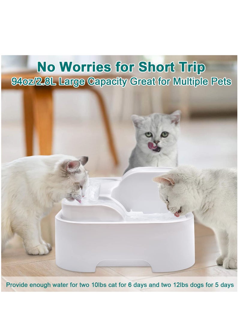 Arabest Cat Water Fountain, Ultra Silent Cat Fountain 2.8L/94oz, with LED Light, Activated Carbon Filter - Image 2