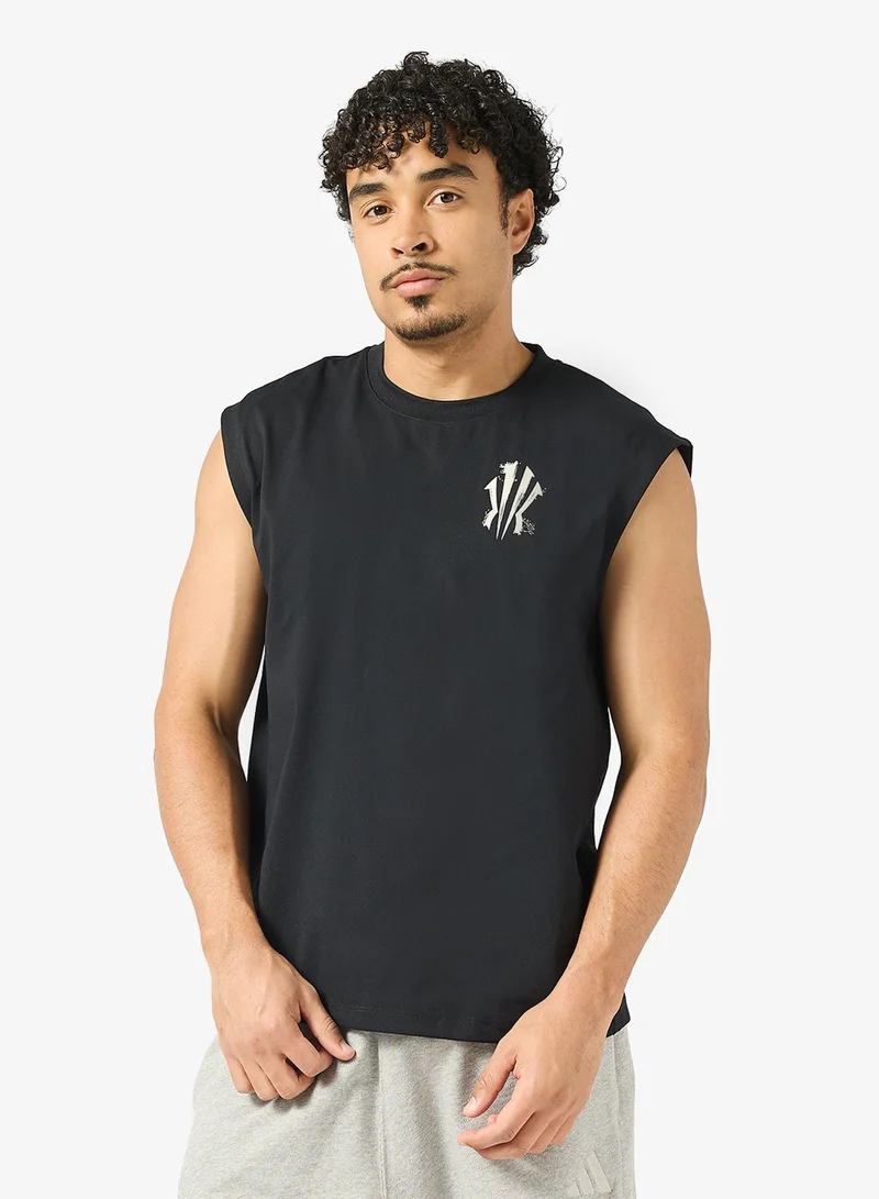 ANTA KAI Loose Basketball Knit Tank Black/ Sleeveless Training Tee