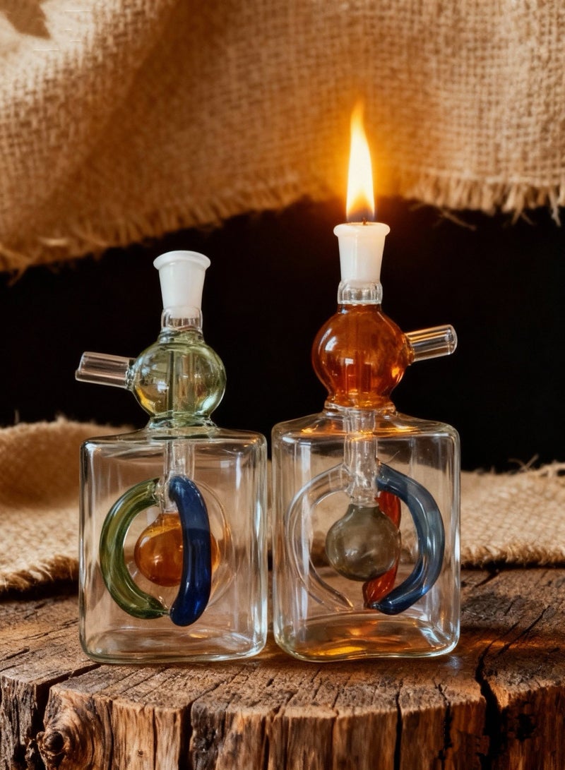 شيانغ مي مصباح زيت زجاجي ممتاز مقاوم للحرارة، زجاجة مزهرية زجاجية مصنوعة من مادة البورسليكات عالية الجودة للاستخدام طويل الأمد، مزهرية زجاجية شفافة (لون عشوائي) - Image 1