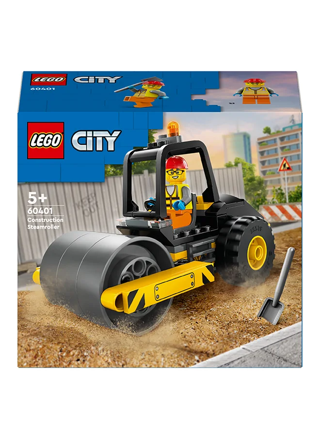 LEGO City Construction Steamroller, Vehicle Toy for Boys, Girls & Kids aged 5 Plus Years Old, Model Truck Building Set with a Worker Minifigure, Engineering Toys, Small Birthday Gift Idea 60401