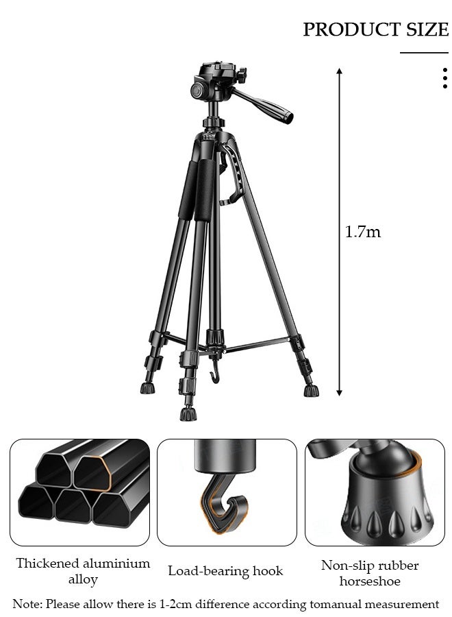 DUNISO 170cm Phone Tripod Stand, Selfie Stick Tripod Extendable for Phone, Camera and Phone Holder, Aluminum Tripod Stand for Video Recording Selfies Live Stream - Image 2