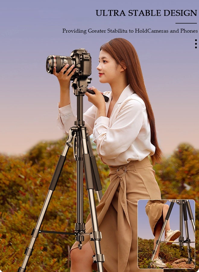 DUNISO 170cm Phone Tripod Stand, Selfie Stick Tripod Extendable for Phone, Camera and Phone Holder, Aluminum Tripod Stand for Video Recording Selfies Live Stream - Image 4