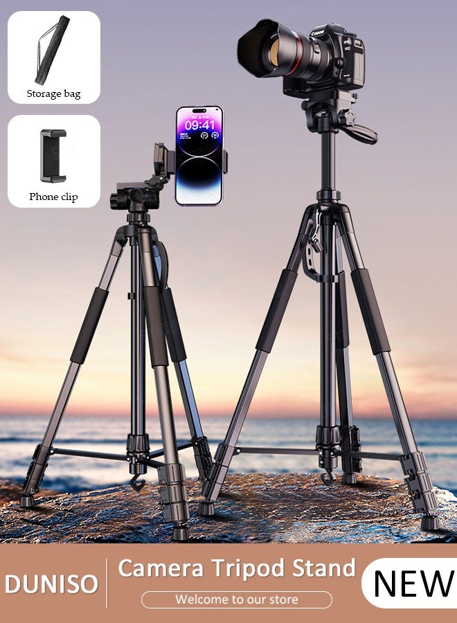 DUNISO 170cm Phone Tripod Stand, Selfie Stick Tripod Extendable for Phone, Camera and Phone Holder, Aluminum Tripod Stand for Video Recording Selfies Live Stream - Image 1