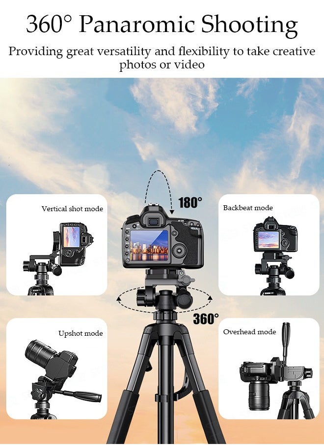 DUNISO - 170cm Phone Tripod Stand, Selfie Stick Tripod Extendable for Phone, Camera and Phone Holder, Aluminum Tripod Stand for Video Recording Selfies Live Stream - Image 1