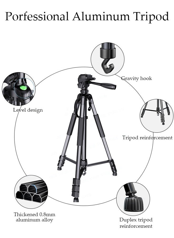 DUNISO - 170cm Phone Tripod Stand, Selfie Stick Tripod Extendable for Phone, Camera and Phone Holder, Aluminum Tripod Stand for Video Recording Selfies Live Stream - Image 1