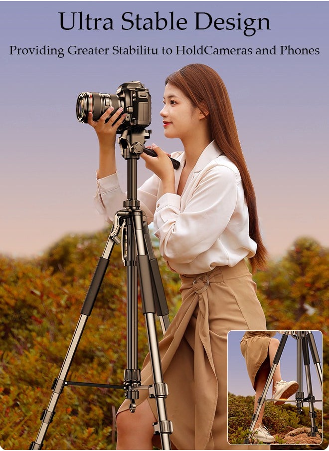DUNISO - 170cm Phone Tripod Stand, Selfie Stick Tripod Extendable for Phone, Camera and Phone Holder, Aluminum Tripod Stand for Video Recording Selfies Live Stream - Image 1