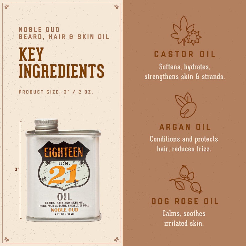 18.21 Man Made OIL - Beard, Hair & Skin - Noble Oud, 2 oz (Pack of 1) - Image 3