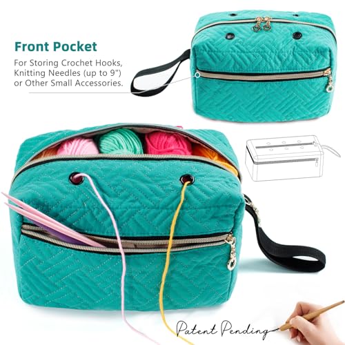 MYBAGZING Small Crochet Bag Organizer - Knitting Bag - Yarn Storage Organizer - Yarn Bag for Crocheting - Yarn Holder for Crochet Accessories, Knitting Needles, Crochet Hooks, Knitting Gifts - Image 3