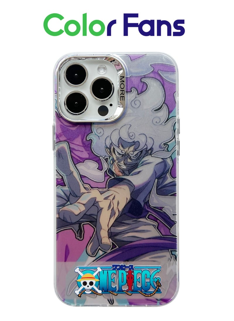 Color Fans - Case for iPhone 13 Pro Max Electroplated Fluorescent Laser Phone Case with Nica Luffy Pattern - Image 1