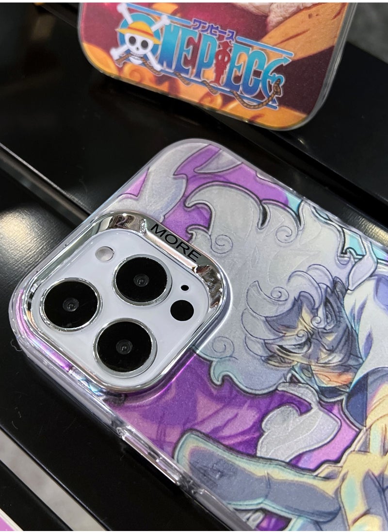 Color Fans - Case for iPhone 13 Pro Max Electroplated Fluorescent Laser Phone Case with Nica Luffy Pattern - Image 1
