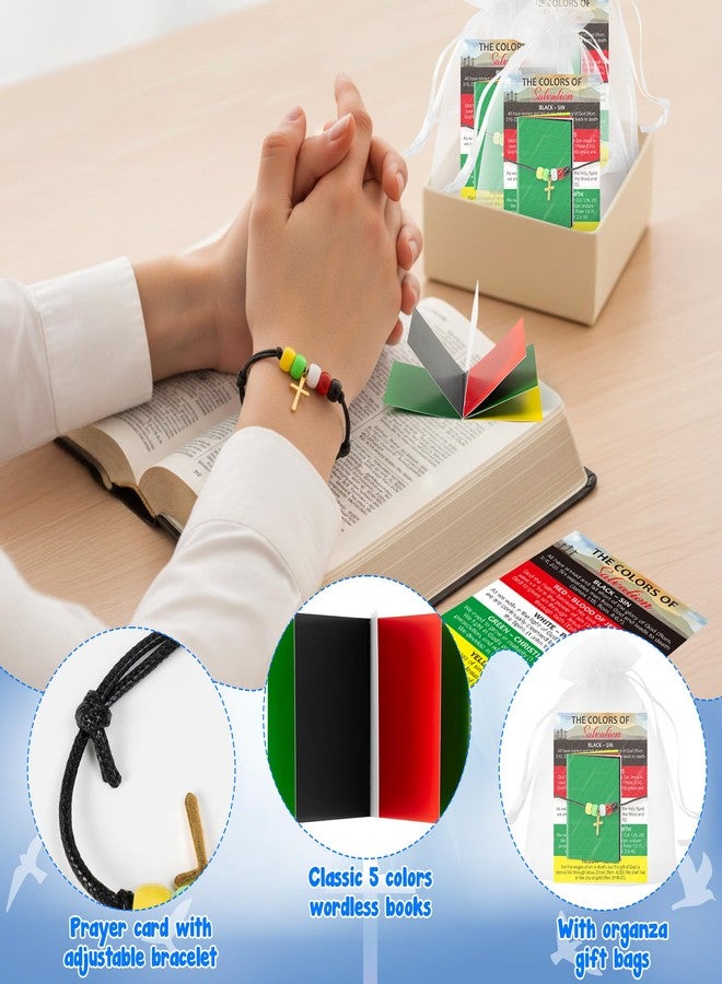 K1tpde مجموعة K1tpde من 24 سوارًا دينيًا بدون كلمات، يتضمن كتابًا عن خطة الخلاص، وبطاقة جيب للصلاة، وكتيبًا عن يسوع، وبطاقة خلاص من الكتاب المقدس، وسوارًا للصلاة، هدية عيد الفصح للنساء، أداة مسيحية، 5 ألوان - Image 3