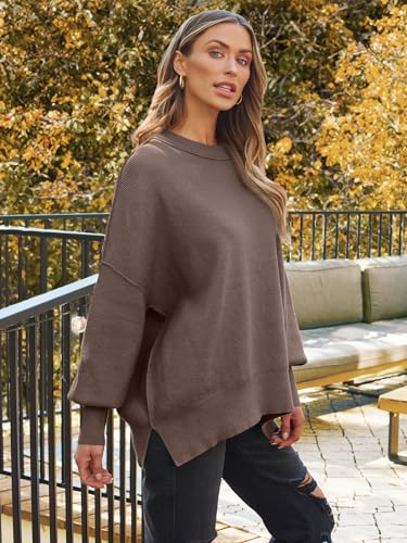 LILLUSORY Oversized Sweaters for Women 2025 Fall Fashion Outfits Trendy Crewneck Knit Cute Lightweight Sweater Pullover Tops Long Sleeve Shirts Winter Clothes Nutmeg XL - Image 5