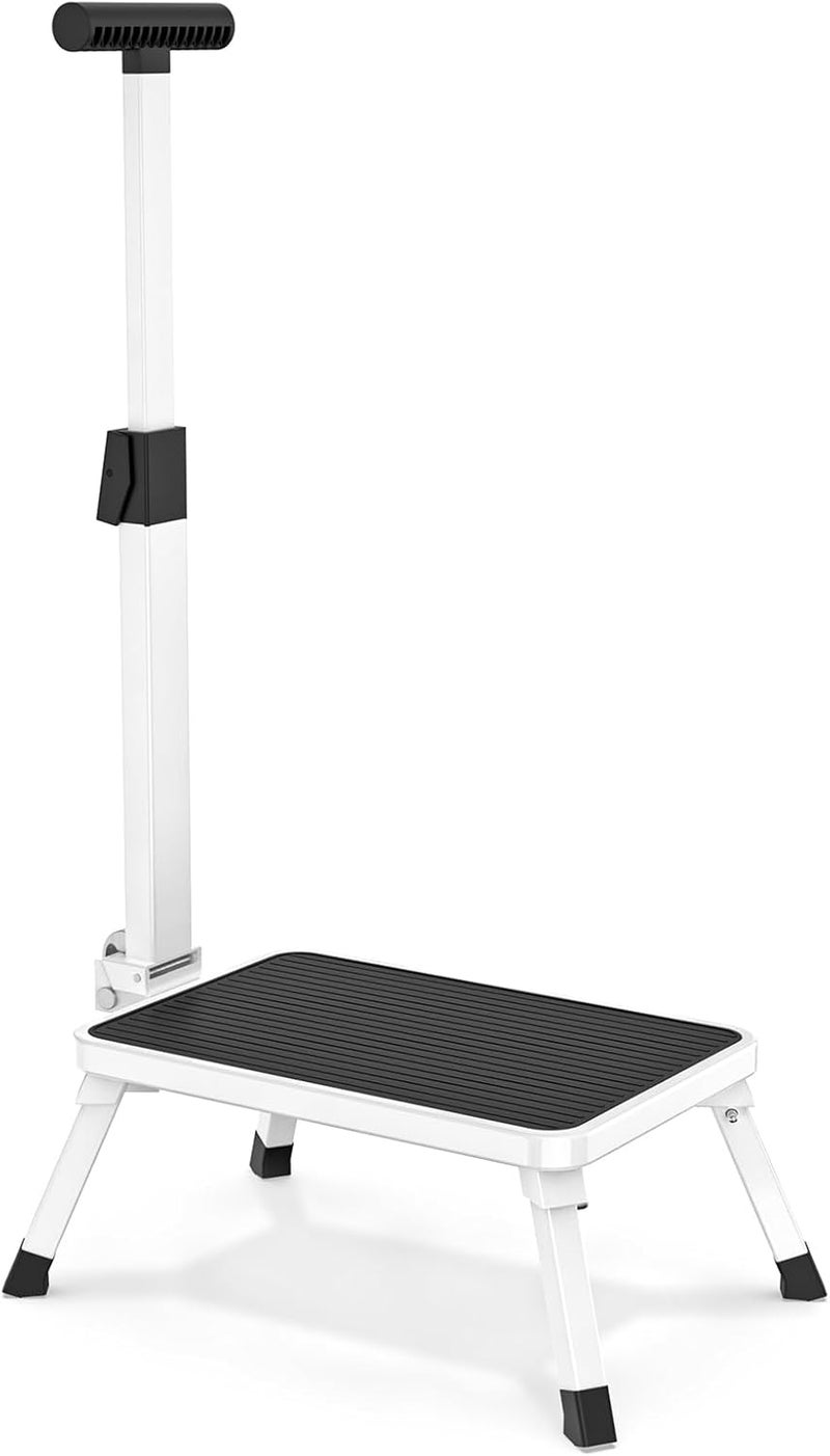 Xtsuen Step Stool with Grab Handle, Step Ladder, Folding Step, Single Step Ladder with Non-Slip Tread for Adults, Elderly and Children in Kitchen, Bathroom and Home, Maximum Load 150 kg - Image 1