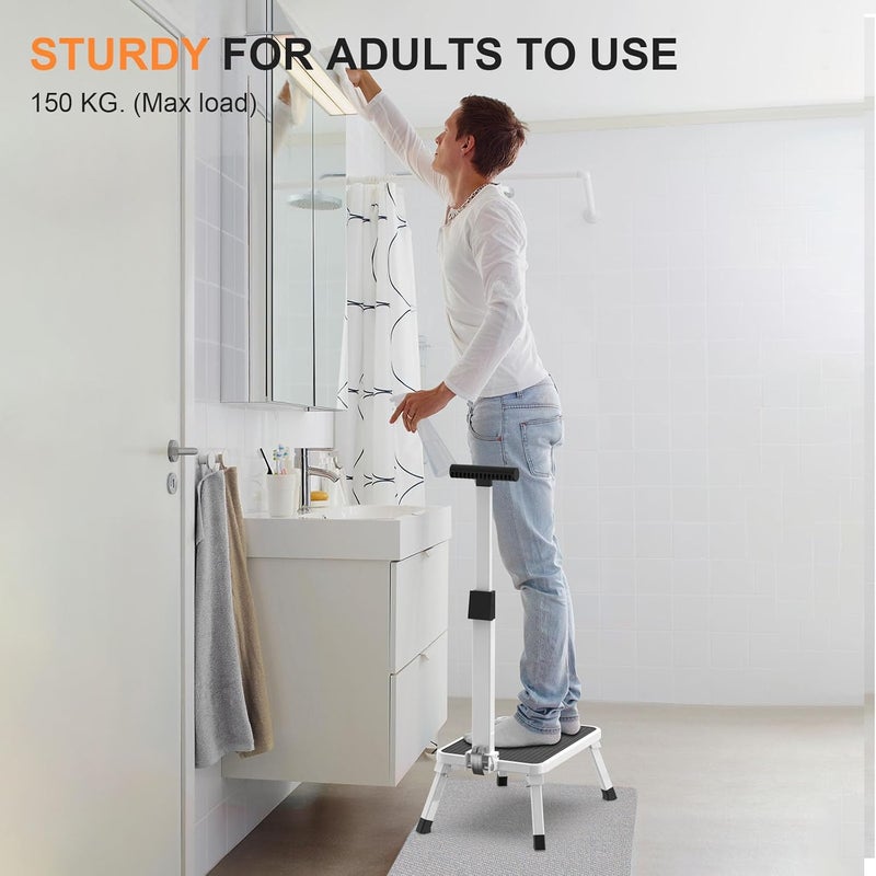 Xtsuen Step Stool with Grab Handle, Step Ladder, Folding Step, Single Step Ladder with Non-Slip Tread for Adults, Elderly and Children in Kitchen, Bathroom and Home, Maximum Load 150 kg - Image 3