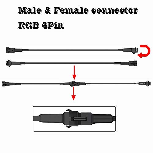 NBWDY 4Pcs 60in RGB LED Multi-Color Accent Light Extension Cable Wire Cord Set for LED Motorcycle ATV Car Multi-Color Neon Strip Rock Light - Image 2