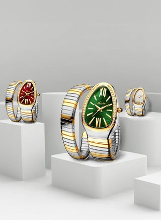 Ladies' fashionable and personalized snake head bracelet,stainless steel rhinestone watch,waterproof quartz watch gift - view 2