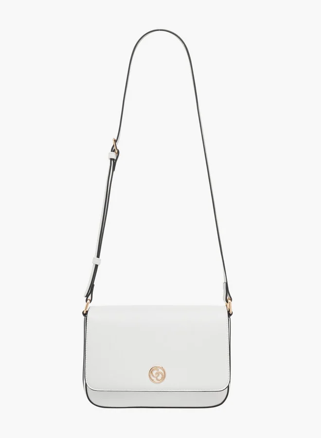 سيليست Women's Metallic Crossbody Bag with Flap Closure and Adjustable Strap